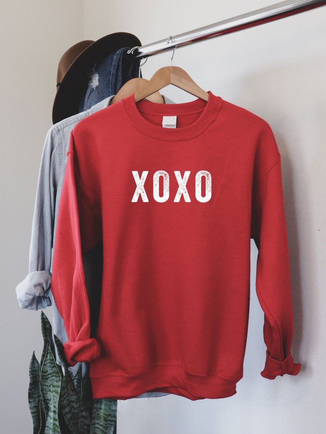 Women's XOXO Print Crew Neck Sweatshirt