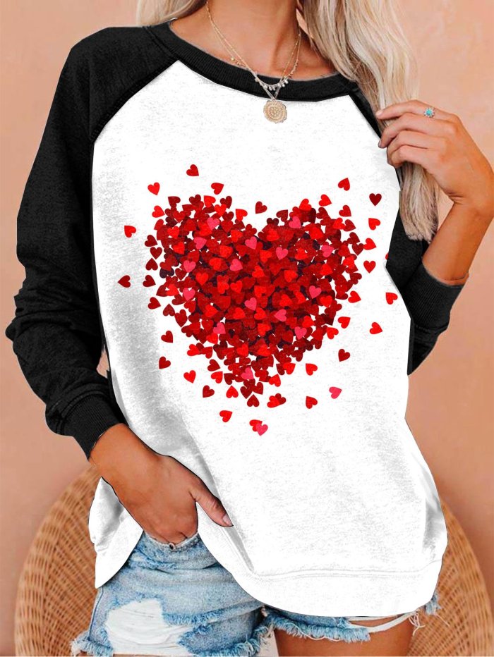 Casual Color Block Printed Long Sleeve Sweatshirt