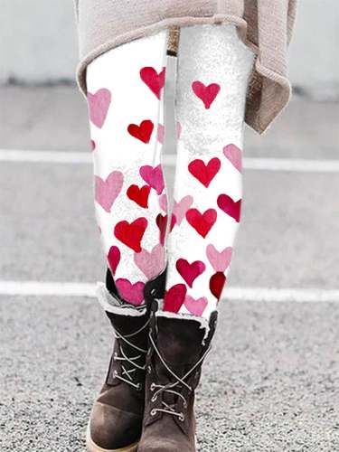 Women's Valentine's Day Heart Print Leggings