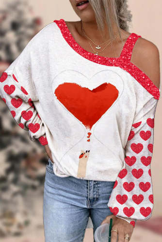 Red Love Hourglass Watercolor Valentine's Day Off-shoulder Blouse