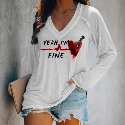 Women's Valentine's Day Yeah I'm Fine Loose T-Shirt