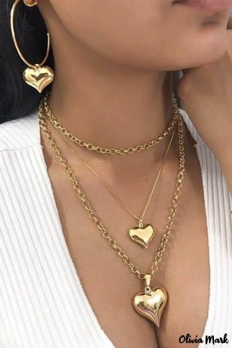 Gold Heart Pendant Layered Necklace