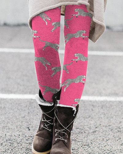 Women's Cheetah Print Pink Leggings