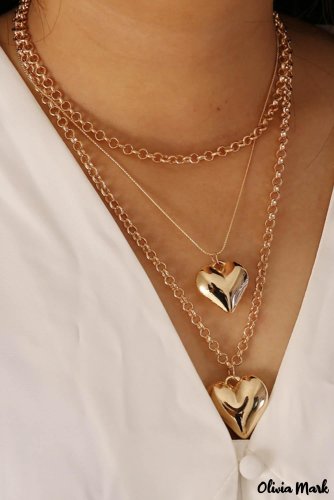 Gold Heart Pendant Layered Necklace