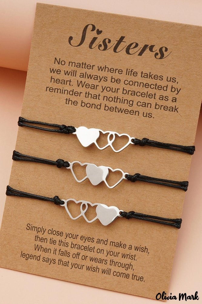 3pcs black heart decor bracelets