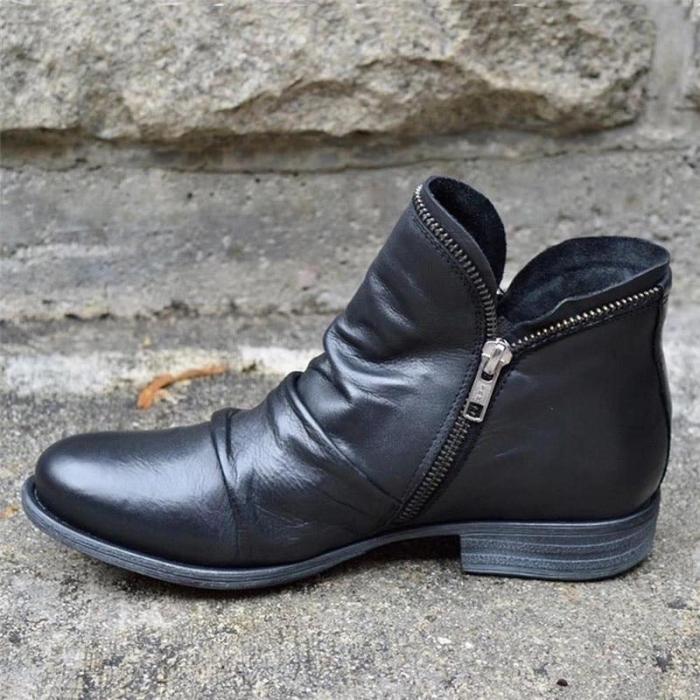 Women's Vintage Zip Ankle Boots