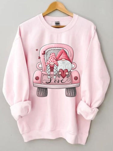 Women's LOVE Valentine's Day Gnome Loose Crewneck Sweatshirt