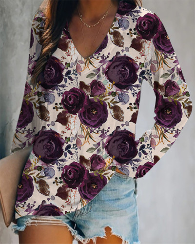 Women's Floral Print Loose T-Shirt