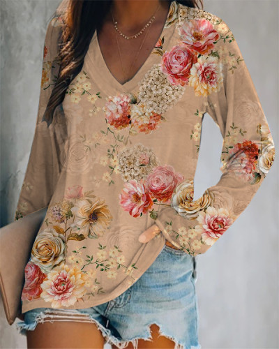 Women's Floral Print Loose T-Shirt
