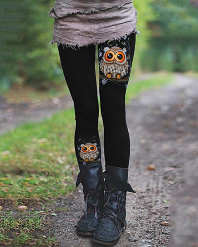 Owl Casual Print Leggings