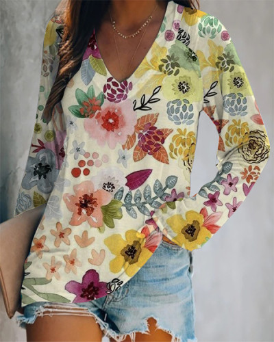 Women's Floral Print Loose T-Shirt