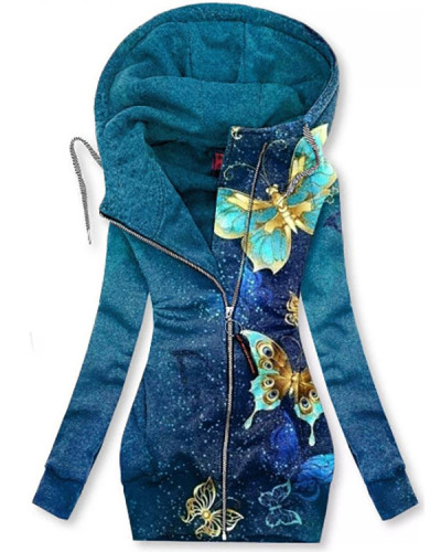 Butterfly Hooded Casual Coat