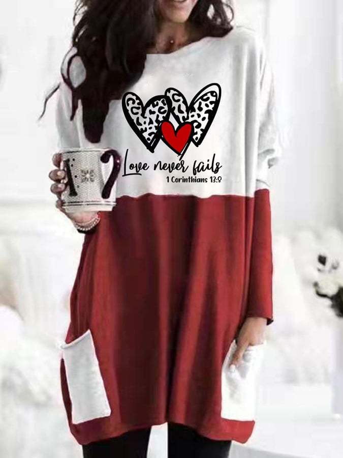 Love Never Fails Color Block Long Sleeve Pocket Top