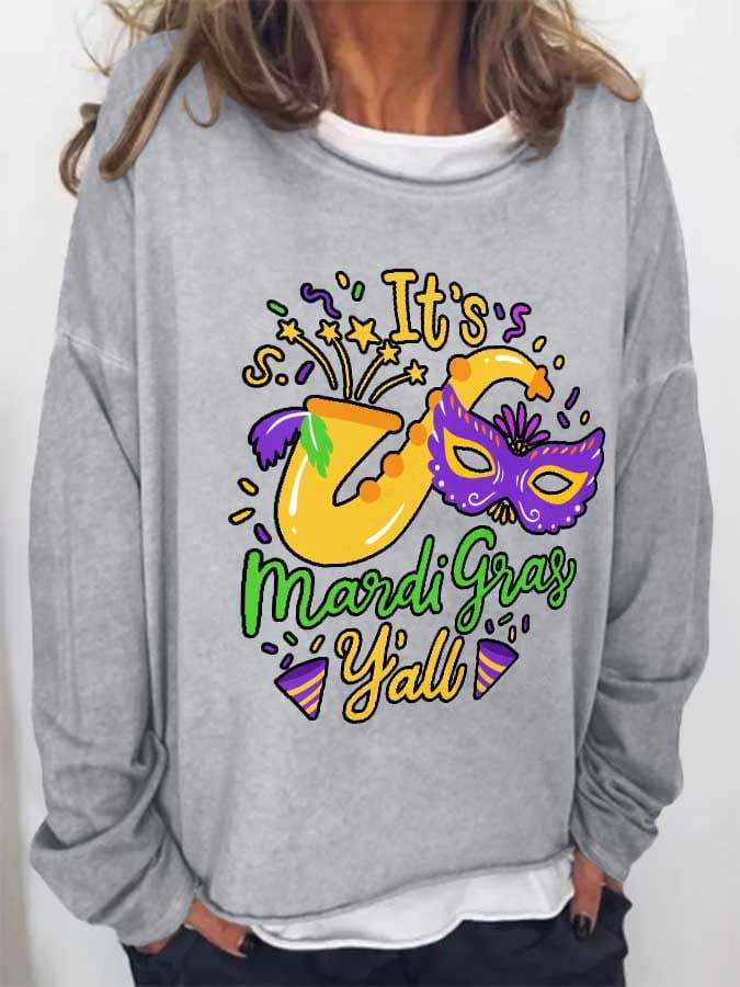 Vintage It’s Mardi Gras Y’all Print Sweatshirt