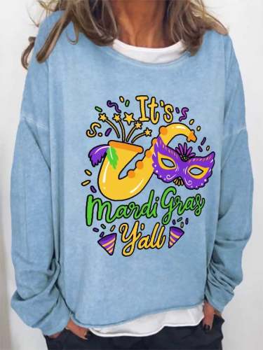 Vintage It’s Mardi Gras Y’all Print Sweatshirt