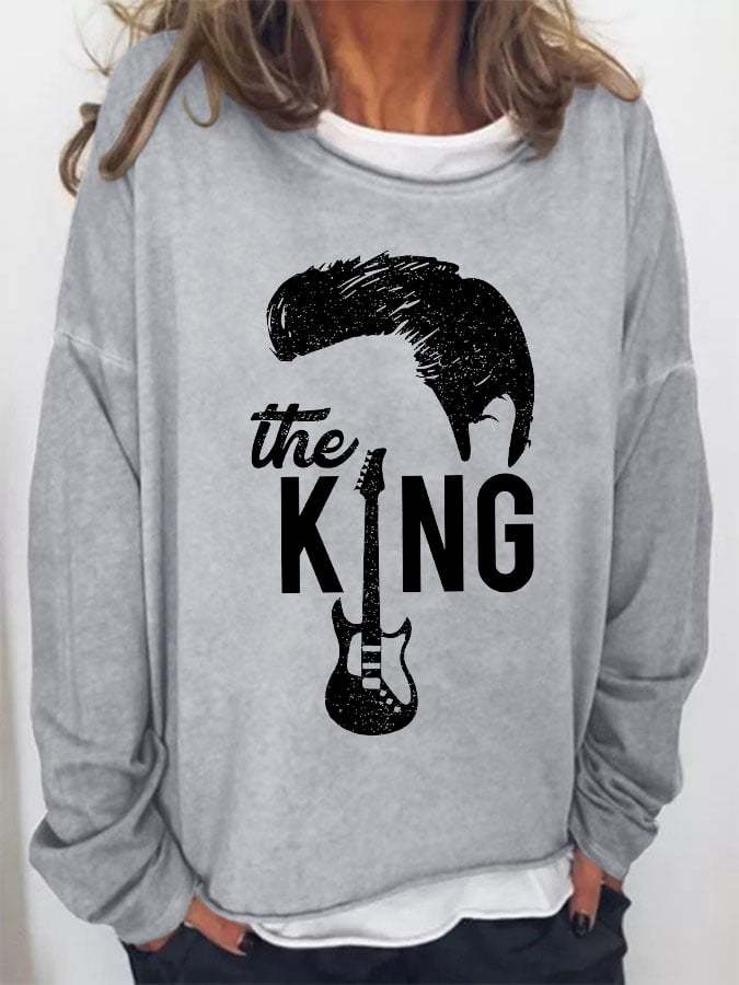 King Of Rock Roll Print Sweatshirt