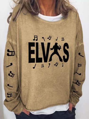 Musical Note King Of Rock Roll Print Sweatshirt