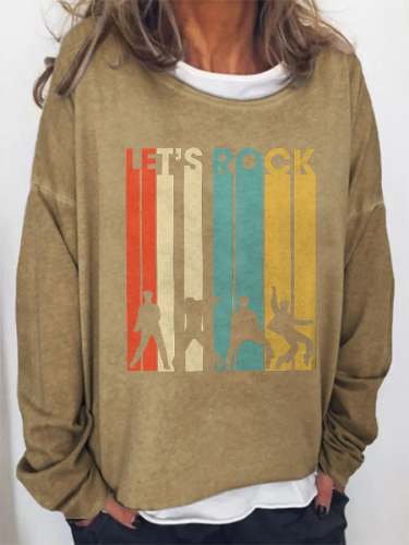 Vintage Let's Rock King Of Rock Roll Print Sweatshirt