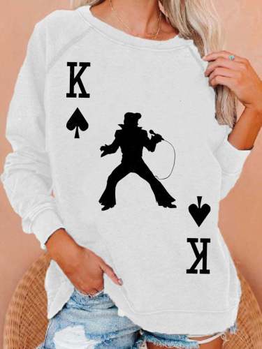 King Of Rock Roll Print Sweatshirt