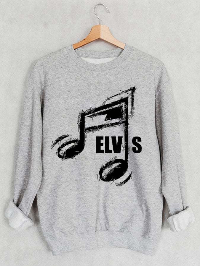 Women's Musical Note King Of Rock Roll Print Casual Sweatshirt