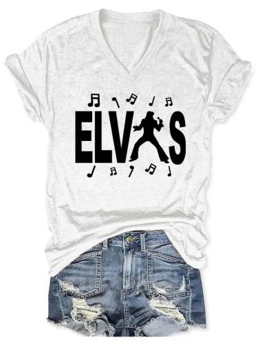 Musical Note King Of Rock Roll Print T-Shirt
