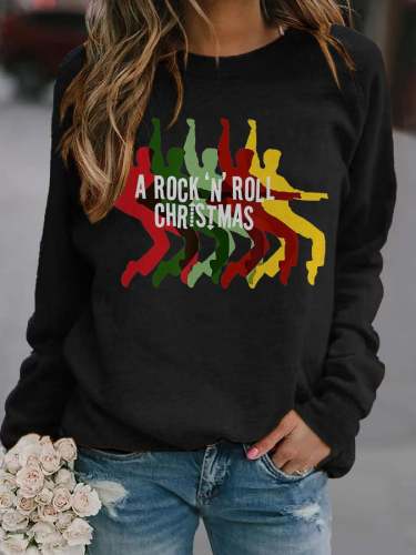 Funny Festival King Of Rock Roll Print Sweatshirt