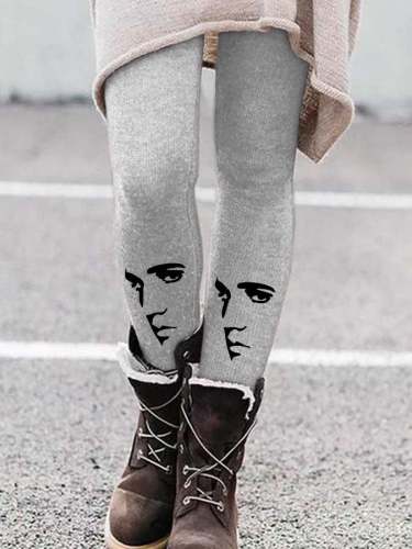 Vintage King Of Rock Roll Print Leggings