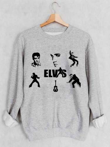 Vintage King Of Rock Roll Print Sweatshirt