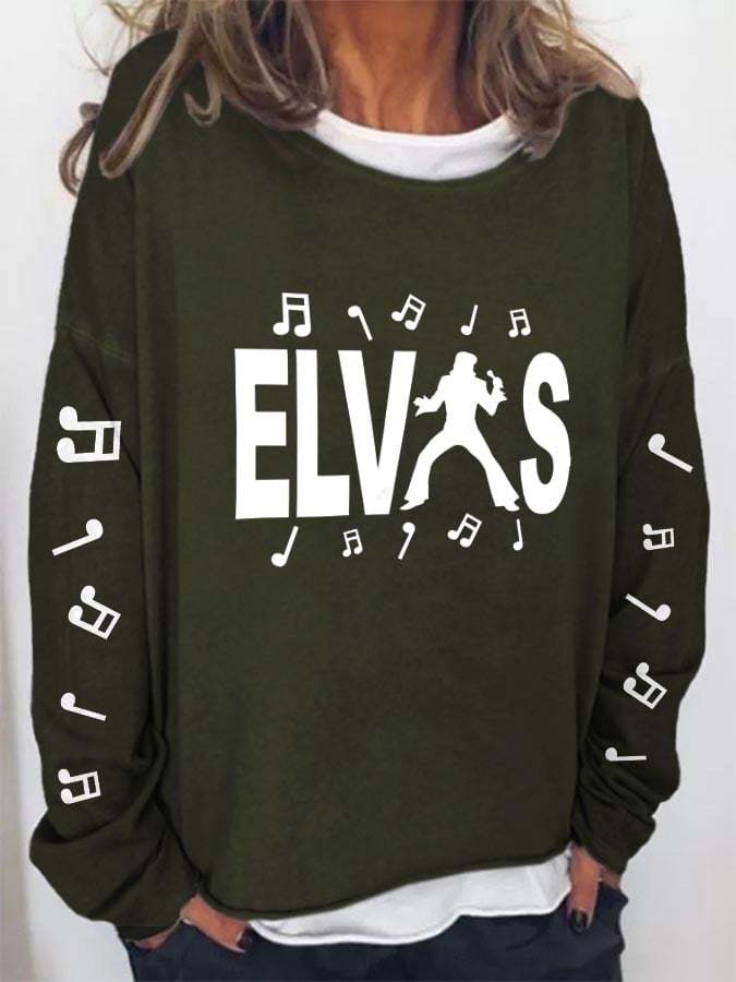 Musical Note King Of Rock Roll Print Sweatshirt