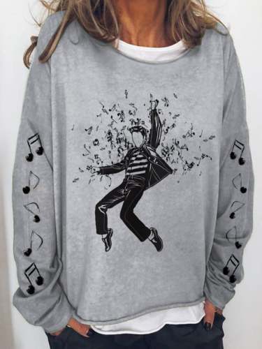 Women's Vintage King Of Rock Roll Print Sweatshirt