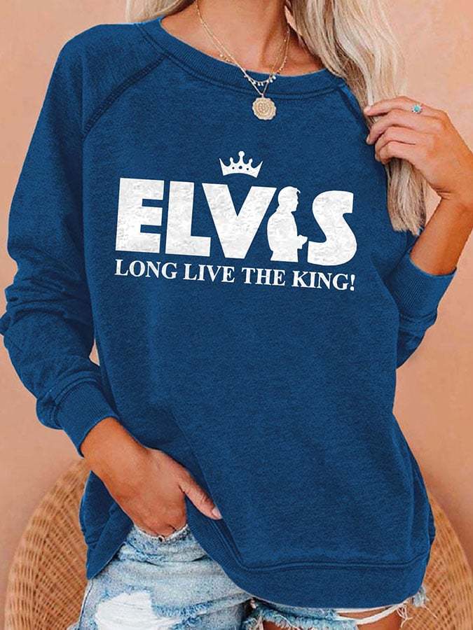 Vintage King Of Rock Roll Long Live The King Print Sweatshirt