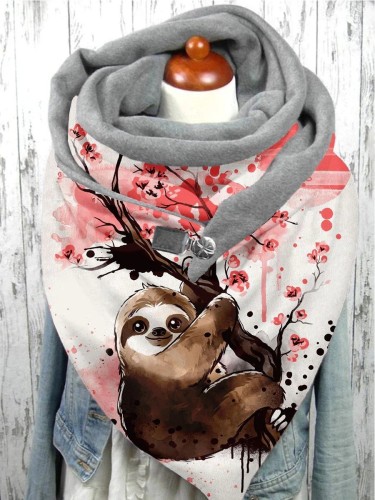 Women's Sloth Art Print Casual Scarf