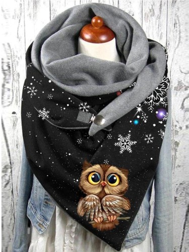 Casual Snowflake Owl Pattern Scarf and Shawl