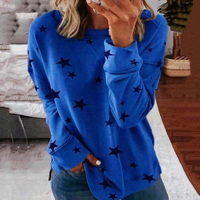 🔥Last day Sale OFF🔥-Oversized Long Sleeve Star T-Shirt