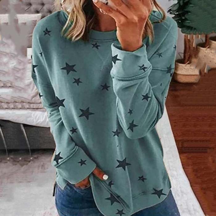 🔥Last day Sale OFF🔥-Oversized Long Sleeve Star T-Shirt