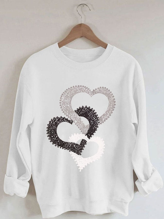 Valentine's Casual Love Print Sweatshirt