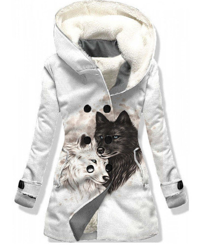 Wolf Winter Warm Casual Print Sports Coat