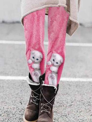 Trendige Leggings mit Katzendruck