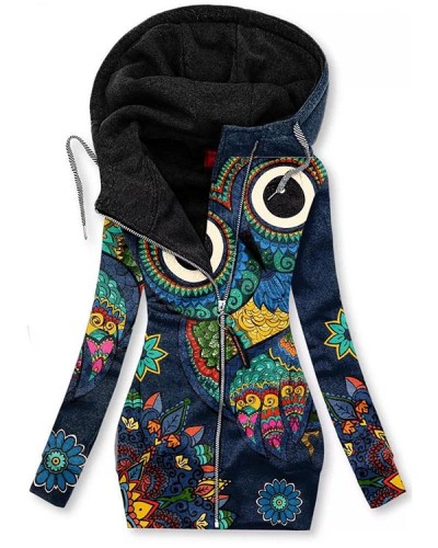 Vintage Owl Hooded Casual Coat