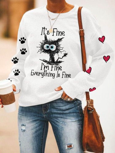 Women's I'm Fine Everything Is Fine Print Sweatshirt