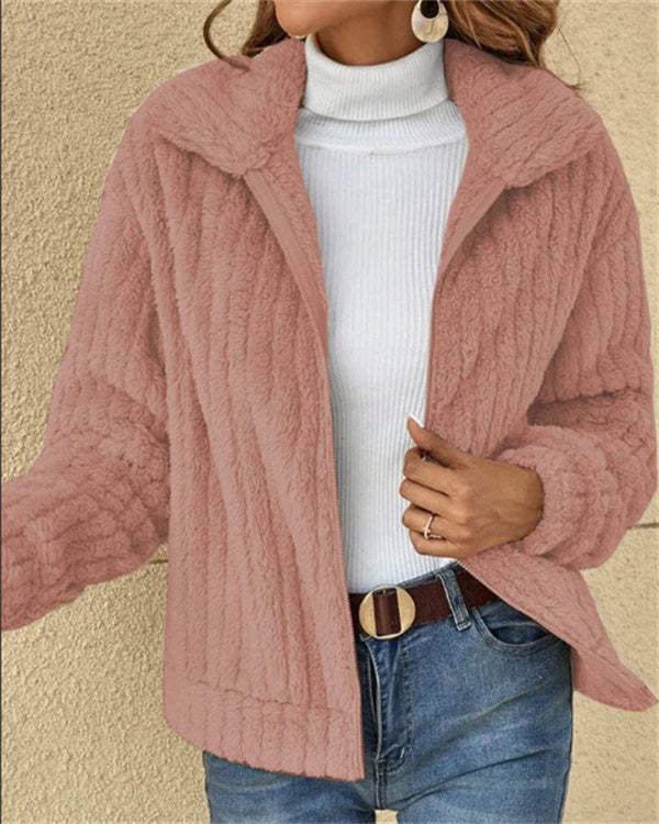 Lapel Full-Zip Polar Soft Fleece Coat Jacket