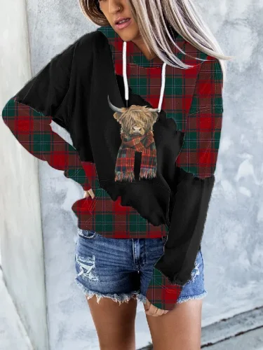 Women's Highland Cow Print Hoodie