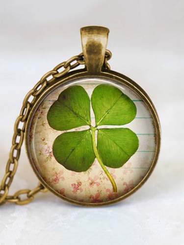 Women's Real Four Leaf Clover Casual Necklace