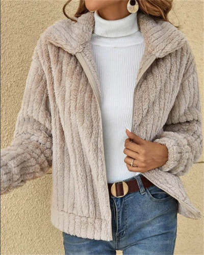Lapel Full-Zip Polar Soft Fleece Coat Jacket