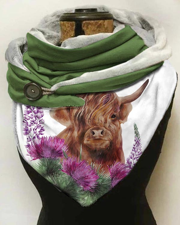 Highland Cattle Print Casual Scarf