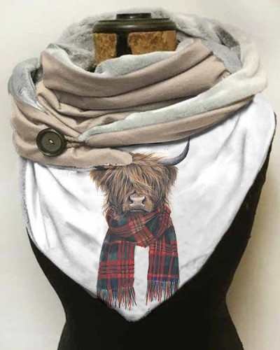 Highland Cattle Print Casual Scarf