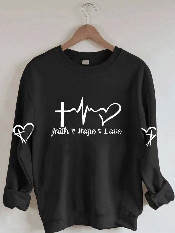 Women's Faith Hope Love Print Casual Sweatshirt