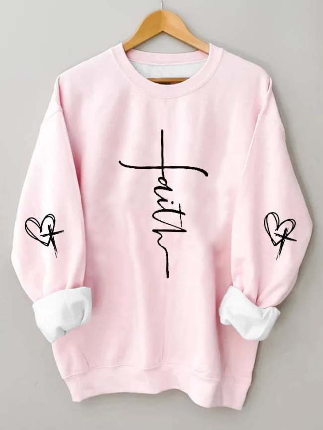 Women's Faith Love Cross Print Sweatshirt