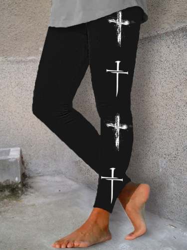 Women's Faith Cross Print Yoga Leggings