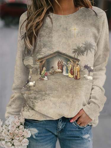 Women's Nativity Print Sweatshirt